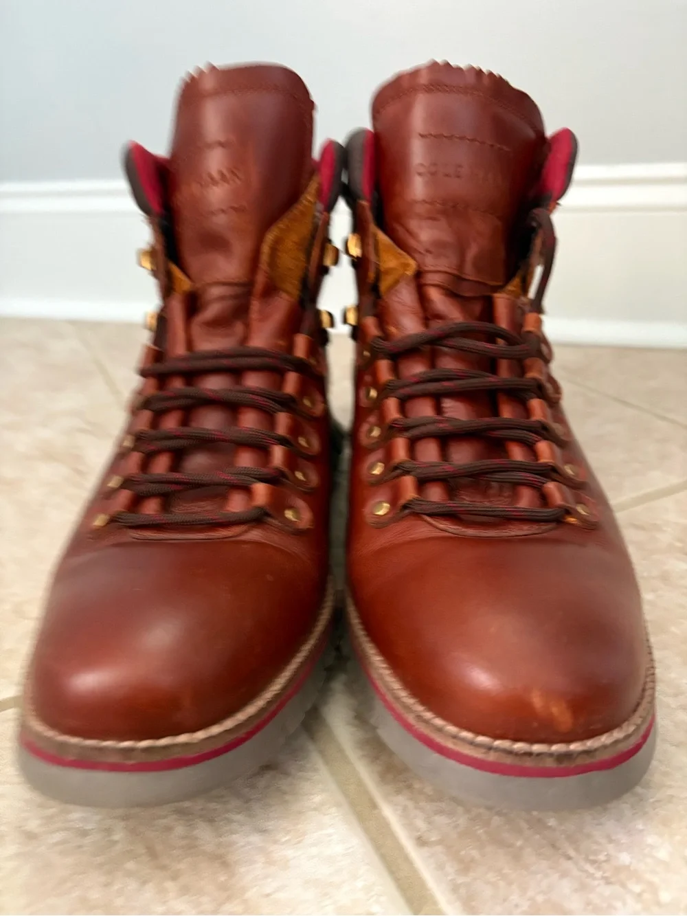 Cole Haan Men's Zerogrand Hiker Waterproof Boots in British Tan leather sz 10